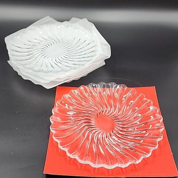 Crystal by Cristal D'arques France Soleil Dessert Plate 24% lead Crystal boxed 6 - Picture 6 of 8